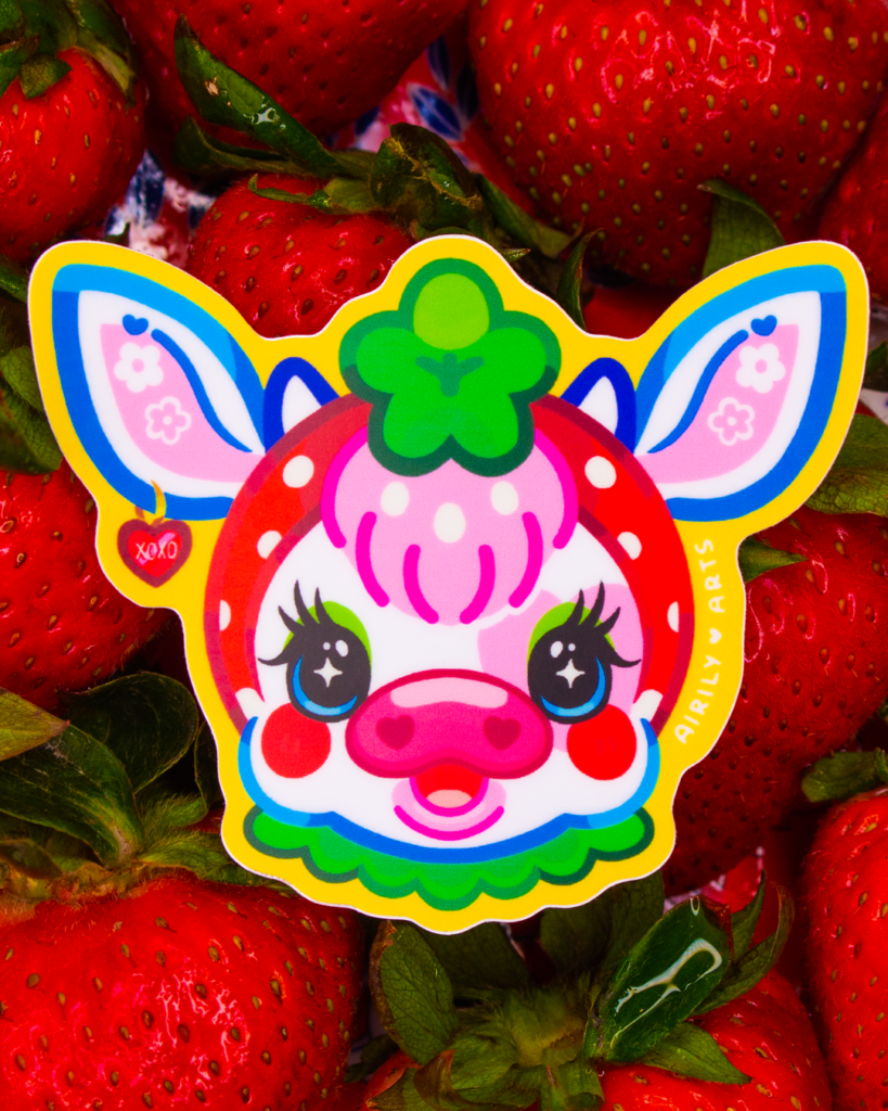 strawberry-cow-3in-vinyl-sticker-airily-arts