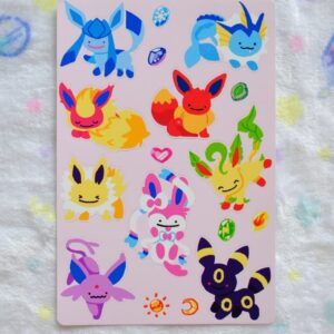 Eeveelutions Vinyl Sticker Sheet 4x6in