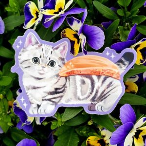 Salmon Belly Sushi Cat 3in Vinyl Sticker