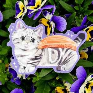 Salmon Belly Sushi Cat 3in Vinyl Sticker